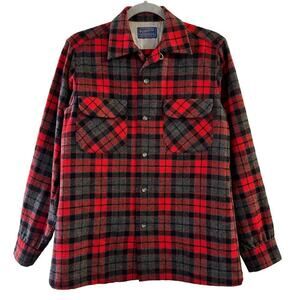 Pendleton Vintage 1960 Plaid VirginWool Button Up Mens Shirt Size Small USA Made